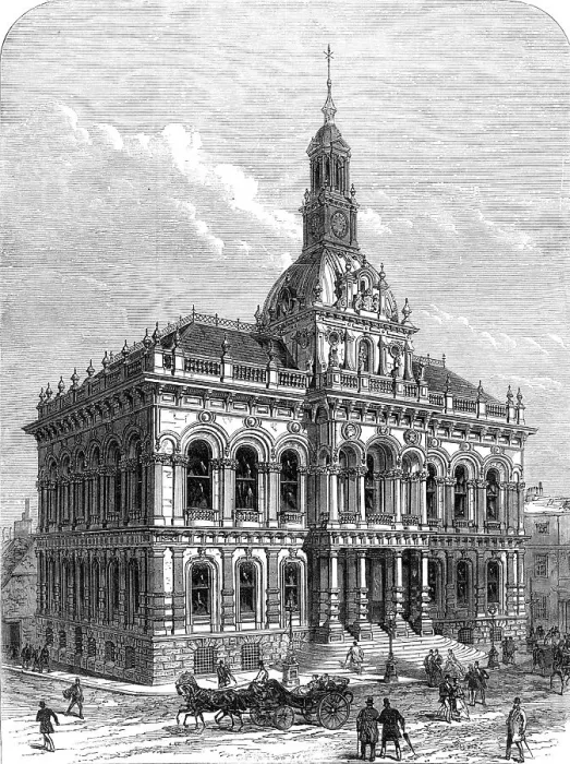 Framed Print : The new townhall at Ipswich, 1868. Creator: Unknown Framed Print : The new townhall at Ipswich, 1868. Creator: Unknown