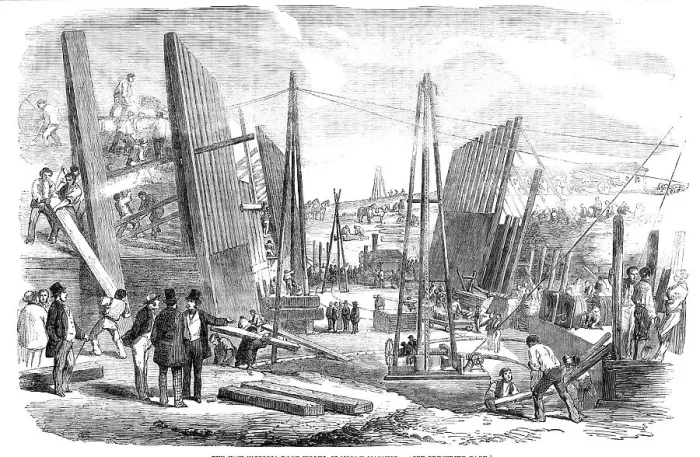 Framed Print : The New Victoria Dock Works, Plaistow Marshes, 1854. Creator: Unknown Framed Print : The New Victoria Dock Works, Plaistow Marshes, 1854. Creator: Unknown