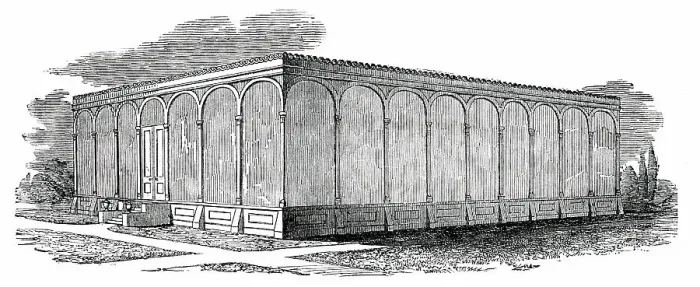 Framed Print : The New Victoria Regia House - Exterior, Chatsworth House, Derbyshire, 1850. Creator: Unknown Framed Print : The New Victoria Regia House - Exterior, Chatsworth House, Derbyshire, 1850. Creator: Unknown