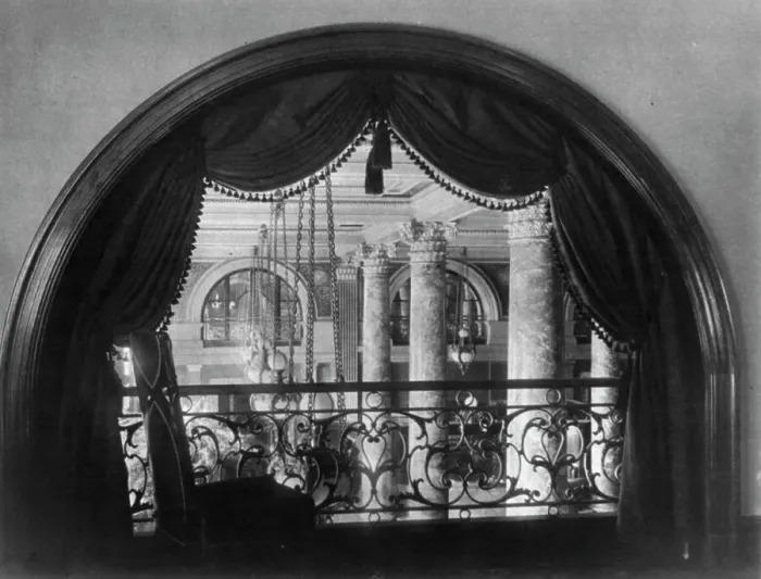 Framed Print : The new Willard Hotel, Washington, D.C. - view from balcony, between 1890 and 1950. Creator: Frances Benjamin Johnston Framed Print : The new Willard Hotel, Washington, D.C. - view from balcony, between 1890 and 1950. Creator: Frances Benjamin Johnston