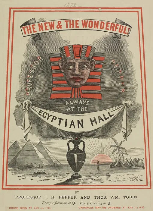 Framed Print : The New & The Wonderful at Egyptian Hall by Professor Pepper and Thomas Tobin, 1872. Creator: Unknown Framed Print : The New & The Wonderful at Egyptian Hall by Professor Pepper and Thomas Tobin, 1872. Creator: Unknown