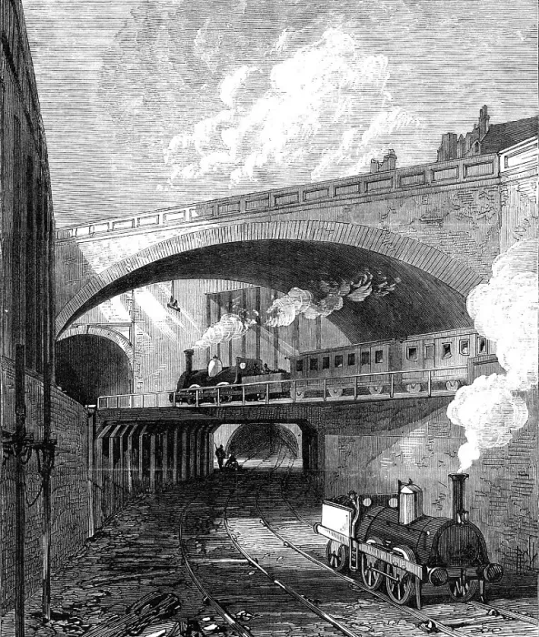 Framed Print : New works on the Metropolitan Railway: entrance to the Clerkenwell Tunnel, 1868. Creator: Unknown Framed Print : New works on the Metropolitan Railway: entrance to the Clerkenwell Tunnel, 1868. Creator: Unknown