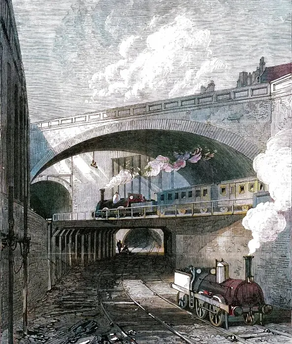Framed Print : New works on the Metropolitan Railway: entrance to the Clerkenwell Tunnel, 1868. Creator: Unknown Framed Print : New works on the Metropolitan Railway: entrance to the Clerkenwell Tunnel, 1868. Creator: Unknown