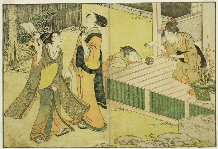 Framed Print : New Year Games of Shuttlecock, Battledore, and Hand Ball, from the illustrated book Pictu... 1801. Creator: Kitagawa Utamaro. New Year Games of Shuttlecock, Battledore, and Hand Ball, from the illustrated book Pictu... 1801 Framed Print : New Year Games of Shuttlecock, Battledore, and Hand Ball, from the illustrated book Pictu... 1801. Creator: Kitagawa Utamaro. New Year Games of Shuttlecock, Battledore, and Hand Ball, from the illustrated book Pictu... 1801