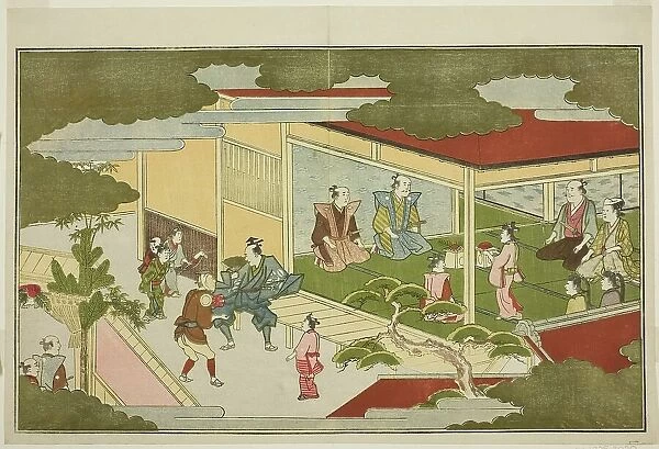 New Year in a Samurai Mansion, from the illustrated kyoka anthology 'The Young God... 1789. Creator: Kitagawa Utamaro. New Year in a Samurai Mansion, from the illustrated kyoka anthology 'The Young God... 1789. Creator: Kitagawa Utamaro