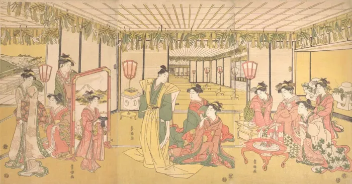 Framed Print : New Years Celebration in a Large Mansion, ca. 1791. Creator: Utagawa Toyokuni I Framed Print : New Years Celebration in a Large Mansion, ca. 1791. Creator: Utagawa Toyokuni I