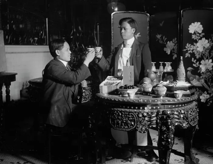 Framed Print : New Years Greeting, Chinatown 1912, 1912. Creator: Bain News Service Framed Print : New Years Greeting, Chinatown 1912, 1912. Creator: Bain News Service