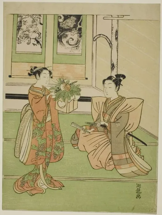 Framed Print : The New Years Offering, c. 1769. Creator: Isoda Koryusai Framed Print : The New Years Offering, c. 1769. Creator: Isoda Koryusai