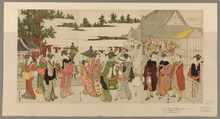 Framed Print : New Years Pilgrimage to Myohoji Temple in Horinouchi (Horinouchi Myohoji eho mairi... c) Framed Print : New Years Pilgrimage to Myohoji Temple in Horinouchi (Horinouchi Myohoji eho mairi... c)