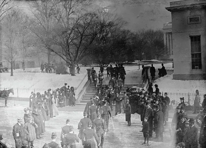 Framed Print : New Year's Reception At White House - Civilians In Line For Reception, 1910. Creator: Harris & Ewing. New Year's Reception At White House - Civilians In Line For Reception, 1910. Creator: Harris & Ewing Framed Print : New Year's Reception At White House - Civilians In Line For Reception, 1910. Creator: Harris & Ewing. New Year's Reception At White House - Civilians In Line For Reception, 1910. Creator: Harris & Ewing