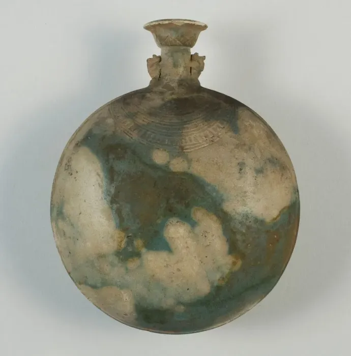 Framed Print : New Years Vessel (Pilgrim Bottle), Egypt, Late Period, Dynasty 26 (664-525 BCE)