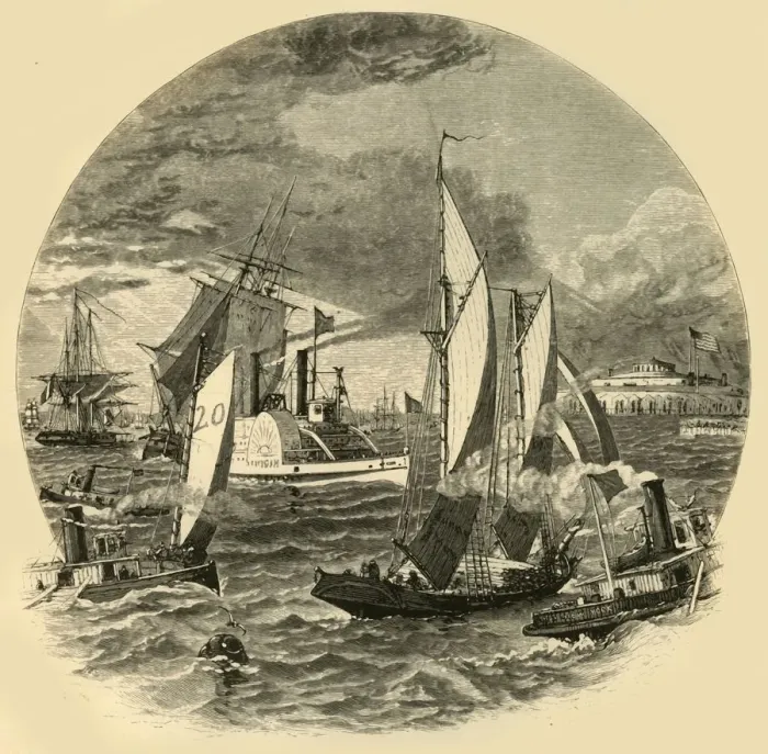 Framed Print : New-York Bay, 1874. Creator: Harry Fenn Framed Print : New-York Bay, 1874. Creator: Harry Fenn