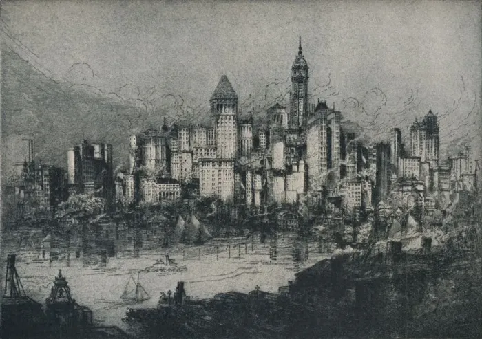 Framed Print : New York From Brooklyn, c1913. Artist: William Monk Framed Print : New York From Brooklyn, c1913. Artist: William Monk