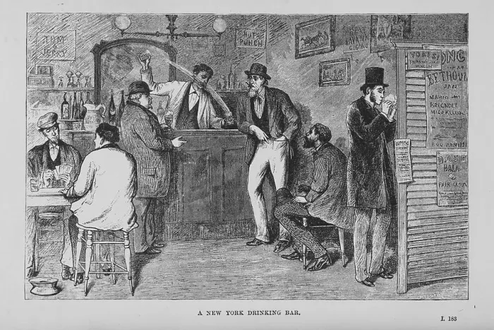 Framed Print : A New York drinking bar, 1882. Creator: Unknown Framed Print : A New York drinking bar, 1882. Creator: Unknown