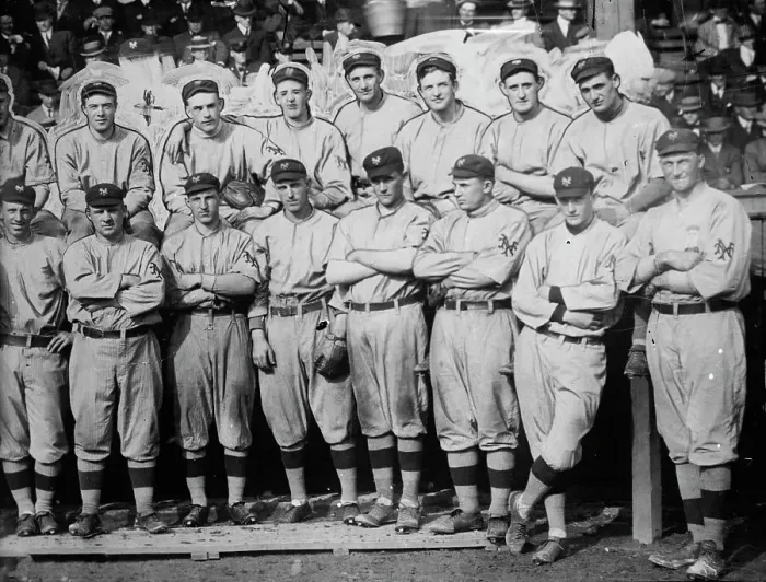 Framed Print : New York Giants. Top row (left to right): (partially obscured) Art Fletcher... (baseball), c1911. Creator: Bain News Service Framed Print : New York Giants. Top row (left to right): (partially obscured) Art Fletcher... (baseball), c1911. Creator: Bain News Service