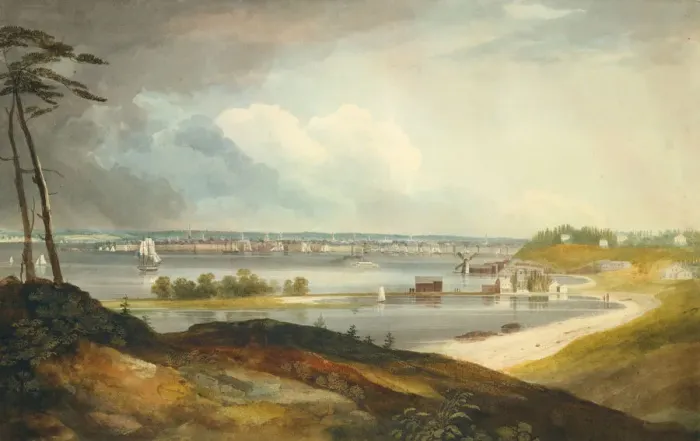 Framed Print : New York from the Heights near Brooklyn, ca. 1820-23. Creator: William Guy Wall Framed Print : New York from the Heights near Brooklyn, ca. 1820-23. Creator: William Guy Wall