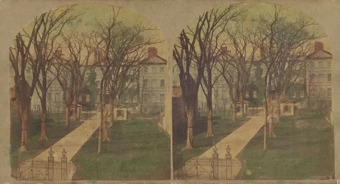 Framed Print : New York Hospital, in Broadway, between Duane and Worth streets, 1860s. Creator: New York Stereoscopic Company