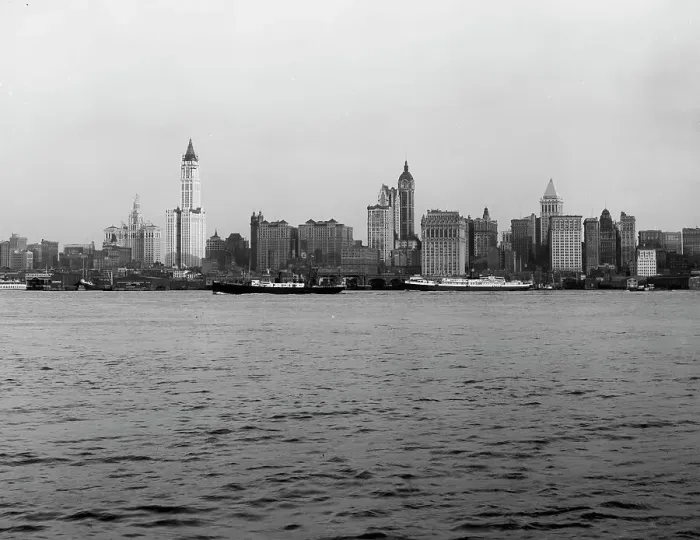 Framed Print : New York skyline from Jersey, c.between 1910 and 1920. Creator: Unknown Framed Print : New York skyline from Jersey, c.between 1910 and 1920. Creator: Unknown