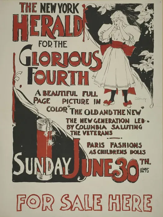 Framed Print : The New York Sunday herald for the glorious fourth. Sunday June 30th 1895. c1895. Creator: Charles Hubbard Wright Framed Print : The New York Sunday herald for the glorious fourth. Sunday June 30th 1895. c1895. Creator: Charles Hubbard Wright