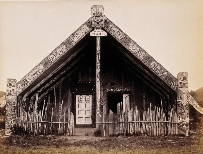 Framed Print : New Zealand: the house of the Maori leader and prophet, Te Kooti, 19th century. Creator: Unknown Framed Print : New Zealand: the house of the Maori leader and prophet, Te Kooti, 19th century. Creator: Unknown