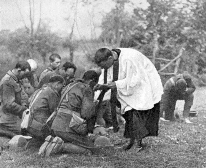 Framed Print : New Zealand troops taking Holy Communion, World War I Framed Print : New Zealand troops taking Holy Communion, World War I