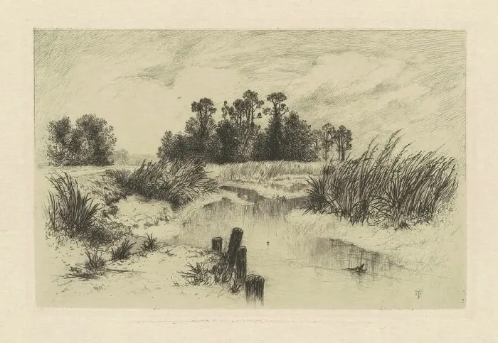 Framed Print : In the Newark Meadows, 1879. Creator: Thomas Moran Framed Print : In the Newark Meadows, 1879. Creator: Thomas Moran