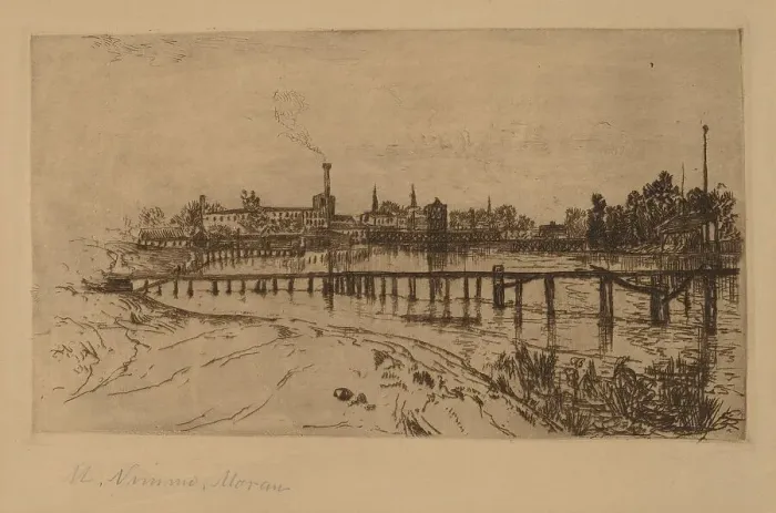 Framed Print : Newark, N.J. from the Passaic, 1879. Creator: Mary Nimmo Moran Framed Print : Newark, N.J. from the Passaic, 1879. Creator: Mary Nimmo Moran