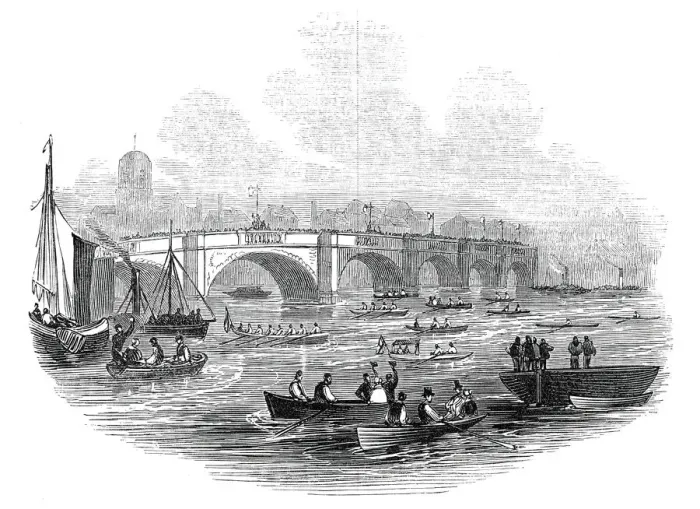 Framed Print : The Newcastle Boat Race, 1845. Creator: Unknown Framed Print : The Newcastle Boat Race, 1845. Creator: Unknown