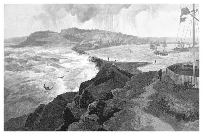 Framed Print : Newcastle, from Nobbys Head, New South Wales, Australia, 1886 Framed Print : Newcastle, from Nobbys Head, New South Wales, Australia, 1886