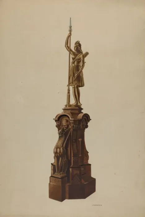 Framed Print : Newel Post, 1938. Creator: Louis Plogsted Framed Print : Newel Post, 1938. Creator: Louis Plogsted