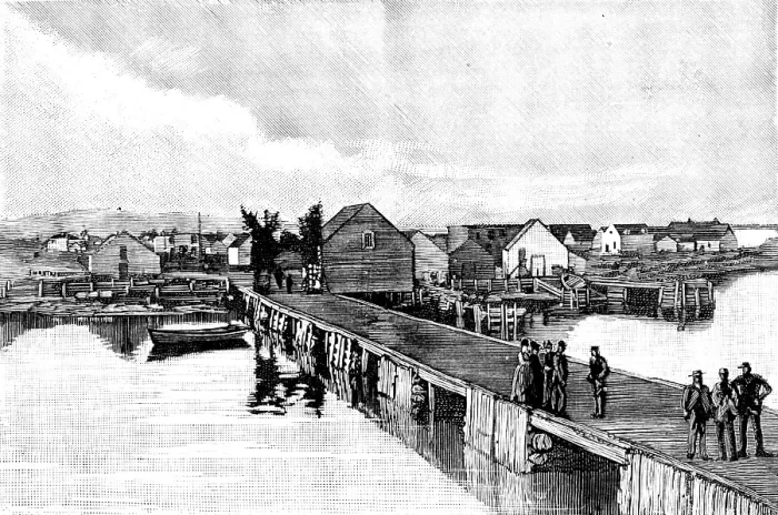 Framed Print : The Newfoundland Fishery Dispute: wharf at St. George's Bay, 1890. Creator: Unknown Framed Print : The Newfoundland Fishery Dispute: wharf at St. George's Bay, 1890. Creator: Unknown