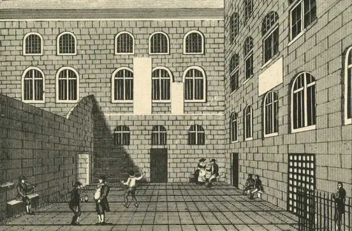 Framed Print : Newgate, Inner Court, 18th century, (1925). Creator: Unknown Framed Print : Newgate, Inner Court, 18th century, (1925). Creator: Unknown