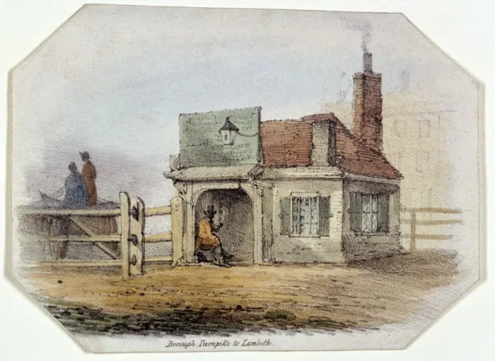 Framed Print : Newington Turnpike, Newington Causeway, Southwark, London, c1830 Framed Print : Newington Turnpike, Newington Causeway, Southwark, London, c1830