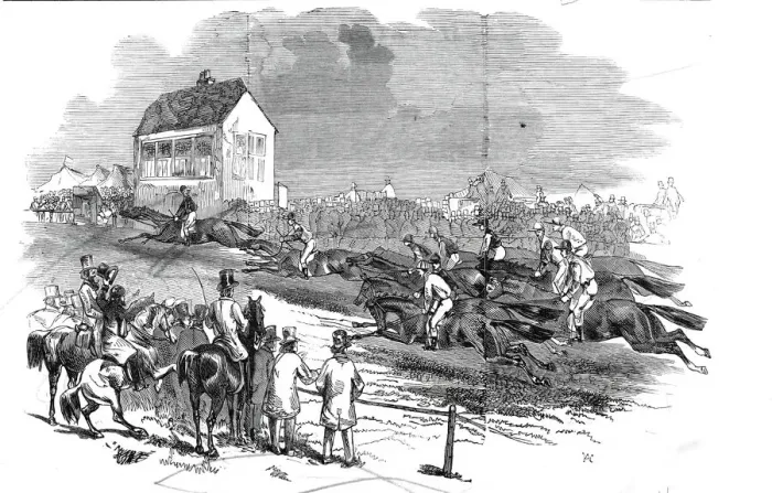 Framed Print : Newmarket Races - the Cambridgeshire Stakes, 1845. Creator: Unknown Framed Print : Newmarket Races - the Cambridgeshire Stakes, 1845. Creator: Unknown