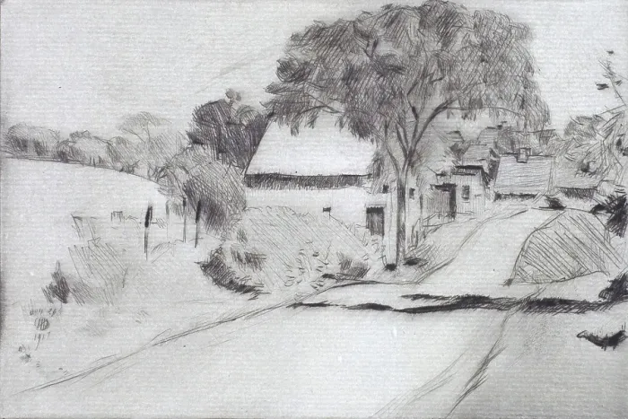 Framed Print : Newmarket Road, 1917. Creator: Frederick Childe Hassam Framed Print : Newmarket Road, 1917. Creator: Frederick Childe Hassam