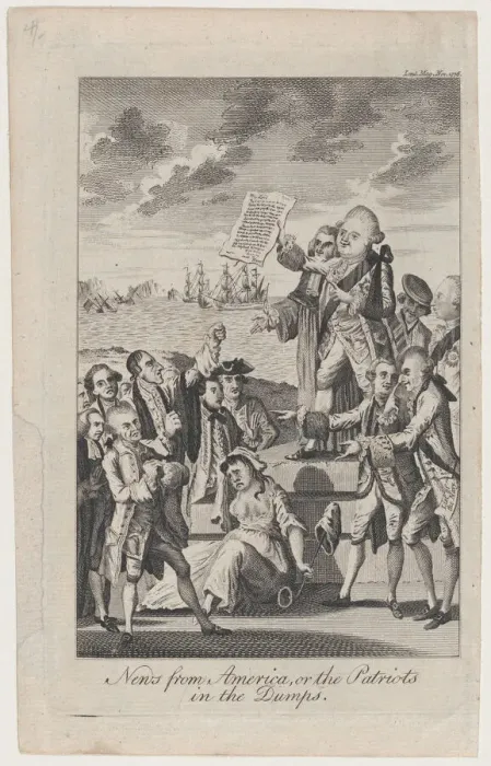 Framed Print : News from America, or the Patriots in the Dumps, December 1, 1776. December 1, 1776. Creator: Anon Framed Print : News from America, or the Patriots in the Dumps, December 1, 1776. December 1, 1776. Creator: Anon