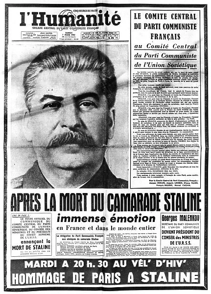 News of Stalins death, 7th March, 1953