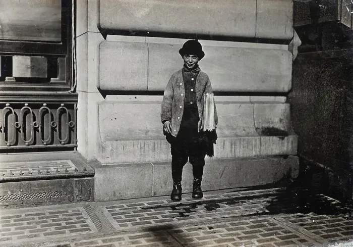 Framed Print : Newsboy, 1909. Creator: Lewis Wickes Hine Framed Print : Newsboy, 1909. Creator: Lewis Wickes Hine