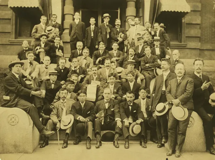 Framed Print : Newspaper correspondents and artists at Portsmouth, 1905. Creator: Unknown Framed Print : Newspaper correspondents and artists at Portsmouth, 1905. Creator: Unknown