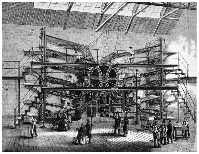Framed Print : Newspaper printing on a ten feed semi rotary machine, 1860 (1956) Framed Print : Newspaper printing on a ten feed semi rotary machine, 1860 (1956)