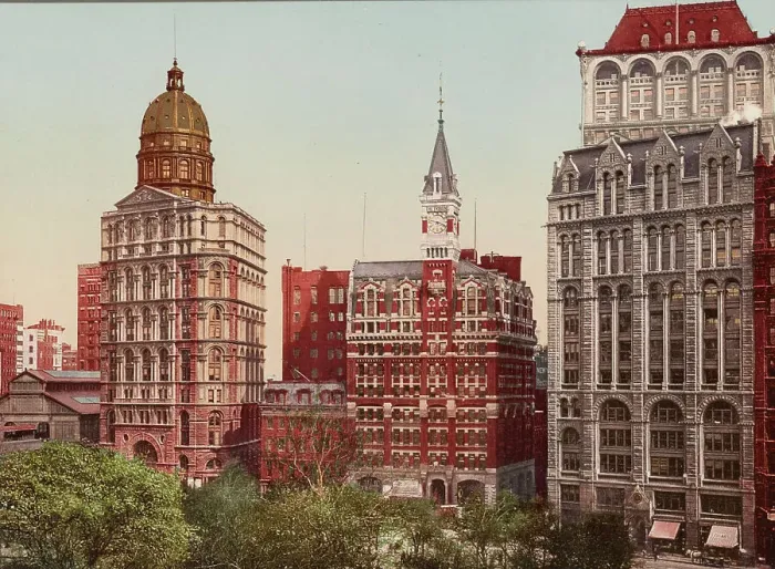 Framed Print : Newspaper Row, New York City, ca 1900. Creator: Unknown Framed Print : Newspaper Row, New York City, ca 1900. Creator: Unknown