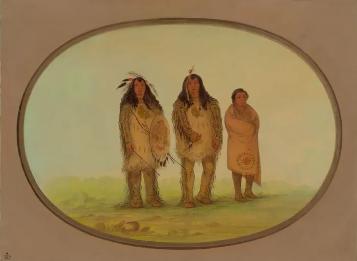 Framed Print : Two Nezperce Warriors and a Boy, 1855 / 1869. Creator: George Catlin Framed Print : Two Nezperce Warriors and a Boy, 1855 / 1869. Creator: George Catlin