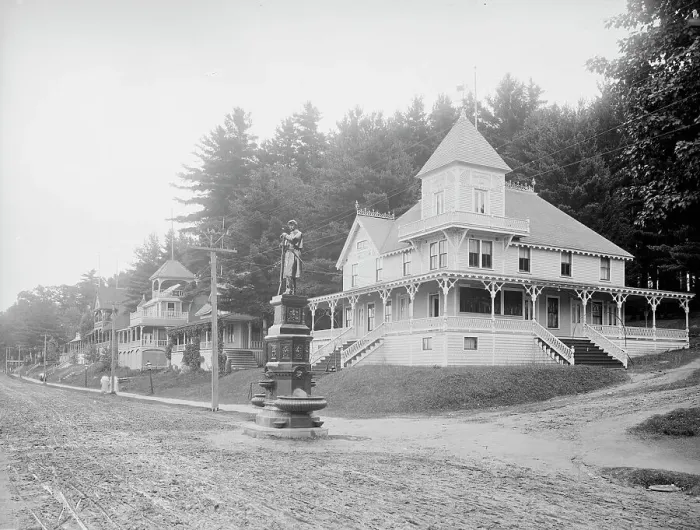 Framed Print : N.H. Veterans Association encampment buildings, Lake Winnipesaukee, N.H. between 1900 and 1906. Creator: Unknown Framed Print : N.H. Veterans Association encampment buildings, Lake Winnipesaukee, N.H. between 1900 and 1906. Creator: Unknown