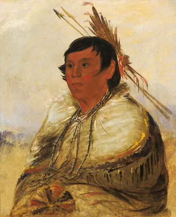 Framed Print : Ni-a-co-mo, Fix With the Foot, a Brave, 1830. Creator: George Catlin Framed Print : Ni-a-co-mo, Fix With the Foot, a Brave, 1830. Creator: George Catlin