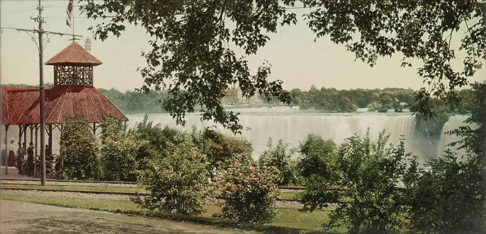 Framed Print : Niagara, Falls from American shore, ca 1900. Creator: Unknown Framed Print : Niagara, Falls from American shore, ca 1900. Creator: Unknown