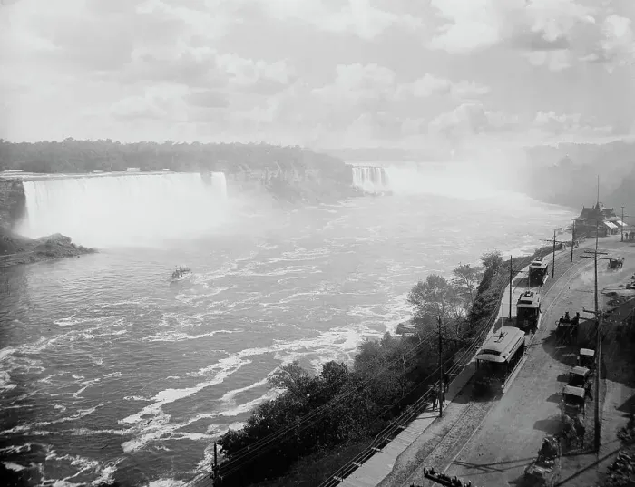 Framed Print : Niagara Falls from the Canadian shore [with Niagara Gorge Railroad], c1905. Creator: Unknown