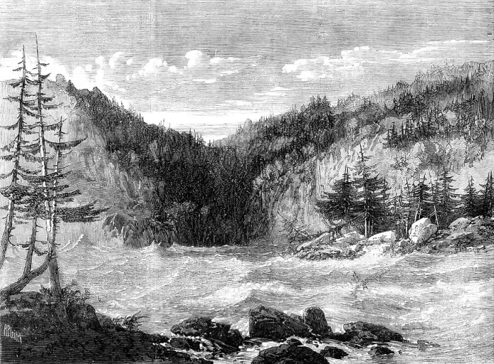 Framed Print : The Niagara above the Falls - by our special artist G. H. Andrews, 1860. Creator: Richard Principal Leitch Framed Print : The Niagara above the Falls - by our special artist G. H. Andrews, 1860. Creator: Richard Principal Leitch