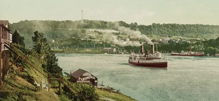 Framed Print : Niagara, Queenstown (i.e. Queenston) Heights from Lewiston, ca 1900. Creator: Unknown Framed Print : Niagara, Queenstown (i.e. Queenston) Heights from Lewiston, ca 1900. Creator: Unknown