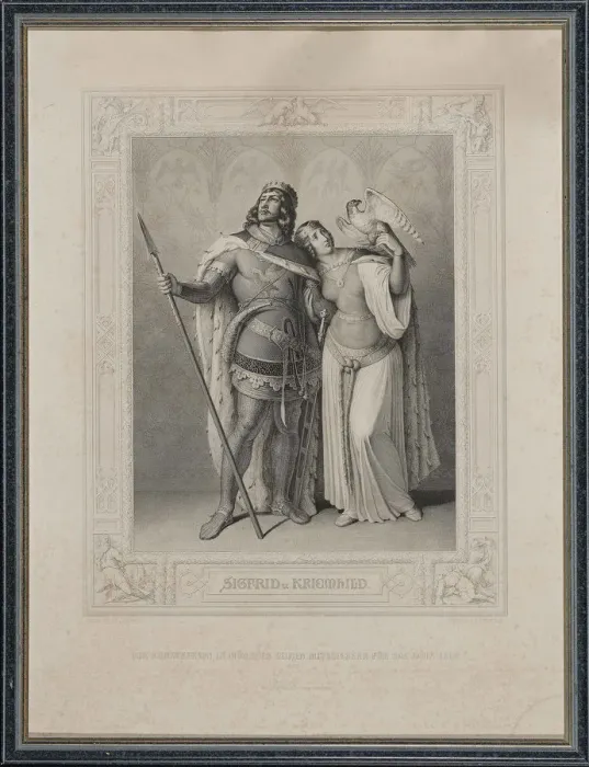 Framed Print : The Nibelungenlied. Siegfried and Kriemhild, 1860. Creator: Gonzenbach, Carl Arnold (1806-1885) Framed Print : The Nibelungenlied. Siegfried and Kriemhild, 1860. Creator: Gonzenbach, Carl Arnold (1806-1885)