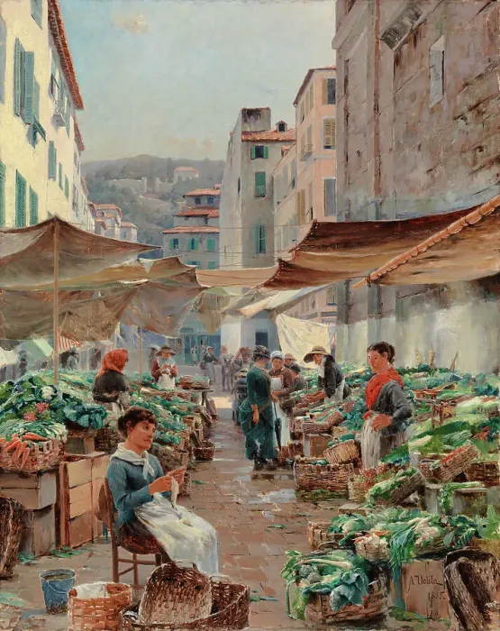 Framed Print : Nice vegetable market (Old Market), 1885. Creator: Aukusti Uotila Framed Print : Nice vegetable market (Old Market), 1885. Creator: Aukusti Uotila